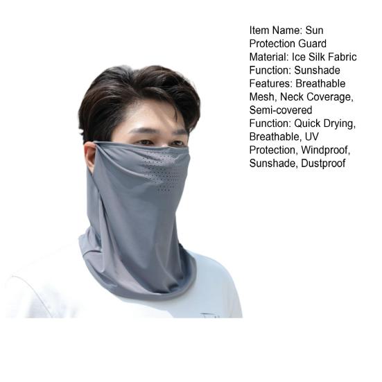 Sun Protection Guard Quick-Drying Fabric Ice Silk Face Guard with Breathable Mesh Elastic Earhook Cooling Fabric Extended Neck Gaiter Face Guard