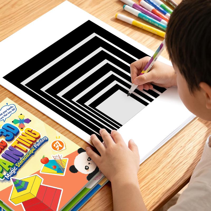 4/1Pcs 3D Magic Stereoscopic Painting Creative Fun Magic For Kindergarten 3-7 Years Old Thinking Training Coloring Sketches