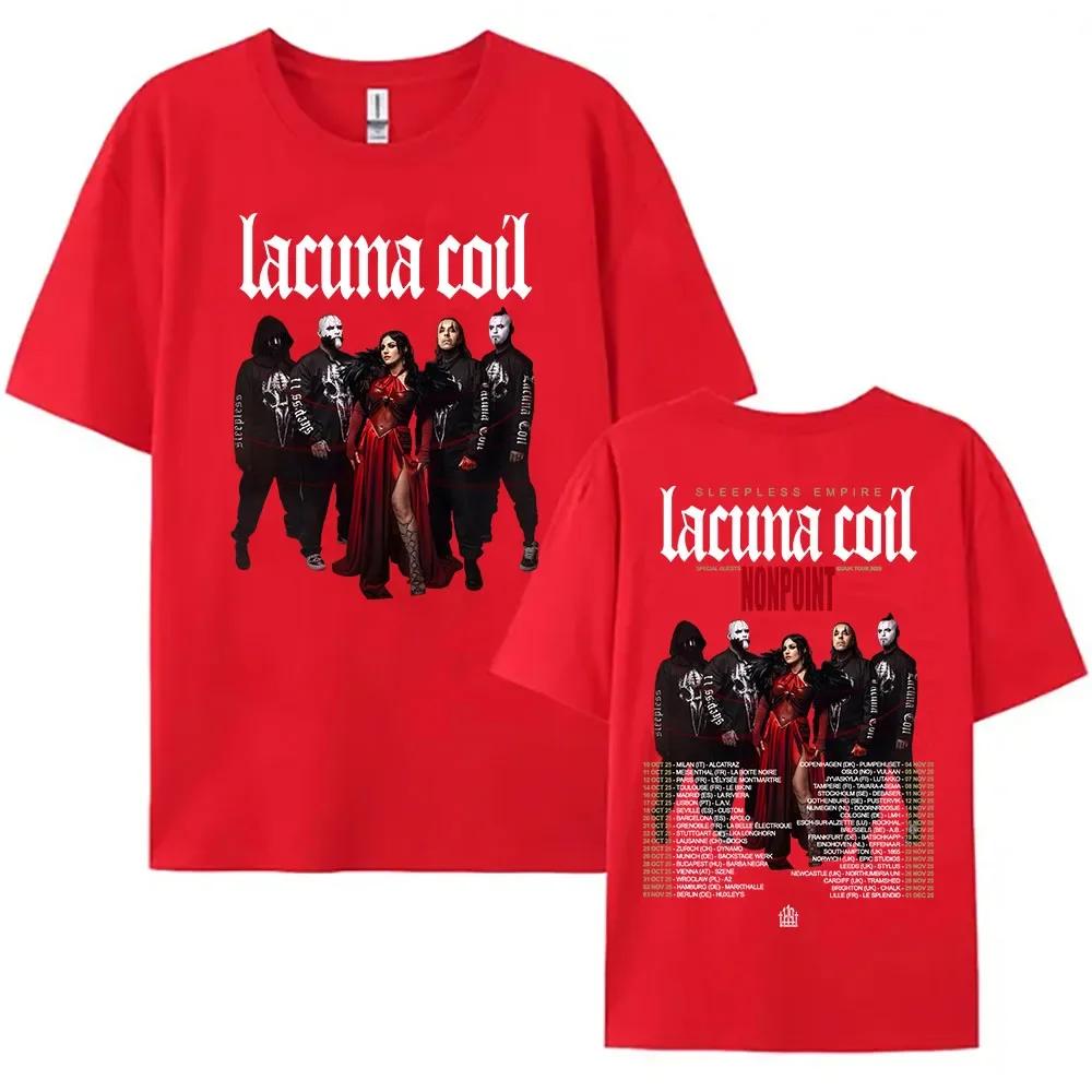 Lacuna Coil Sleepless Empire Tour 2025 Tshirt Short Sleeve Cotton Fashion Print Tshirt Loose Casual Unisex Wounisex Teeshirt Street
