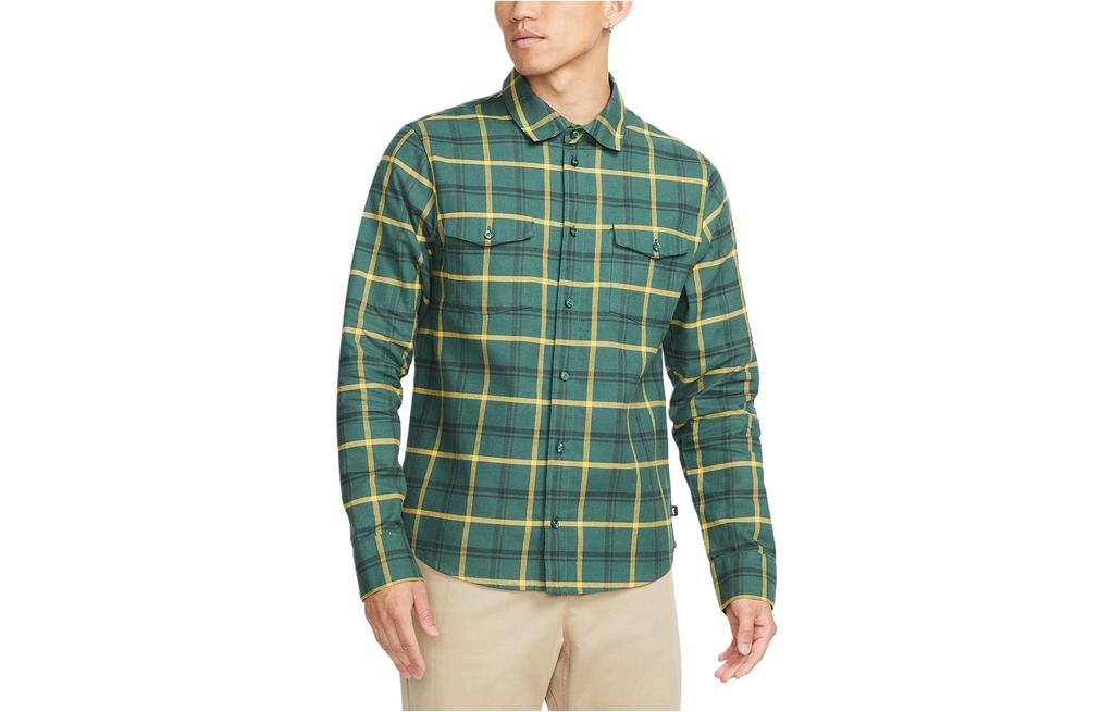 Nike Shirts Men's Green Lapel Moderate Shirt DA4251-333