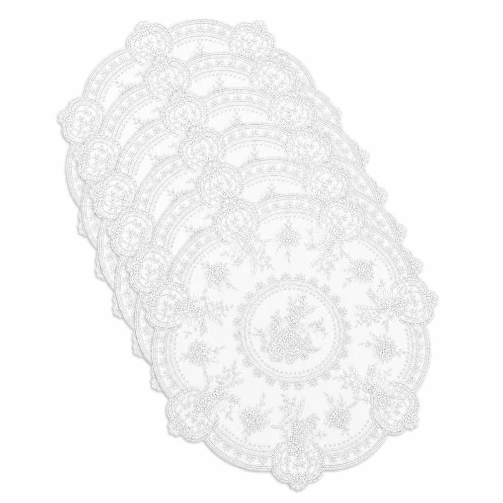 1/2/6pcs Embroidered Lace Tablemats Flower Embroidery Decorative Handmade Lace Table Mats Round Napkin Placemat