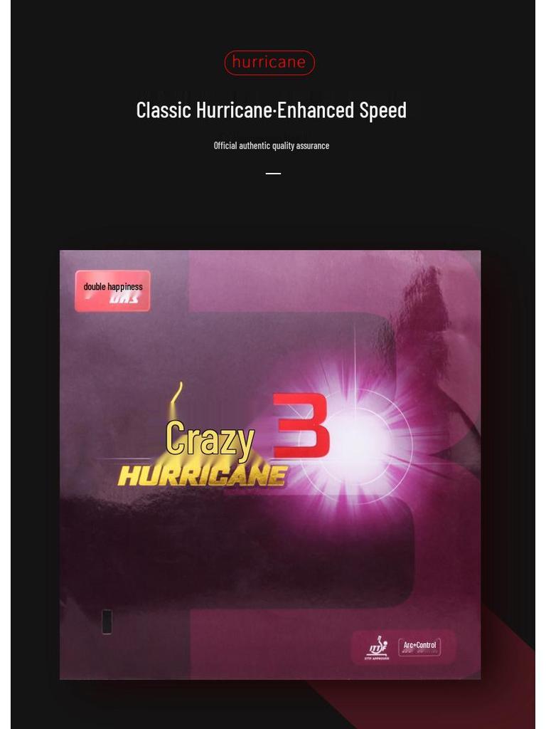Double Happiness Hurricane 3 Pro Table Tennis Racket Inverted Sticky Rubber Set