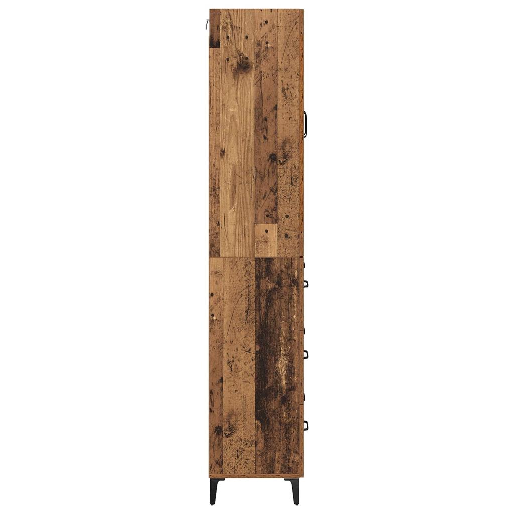 Wall Mounted Highboard Reclaimed Wood Look 69.5 x 34 x 180 cm Engineered Wood