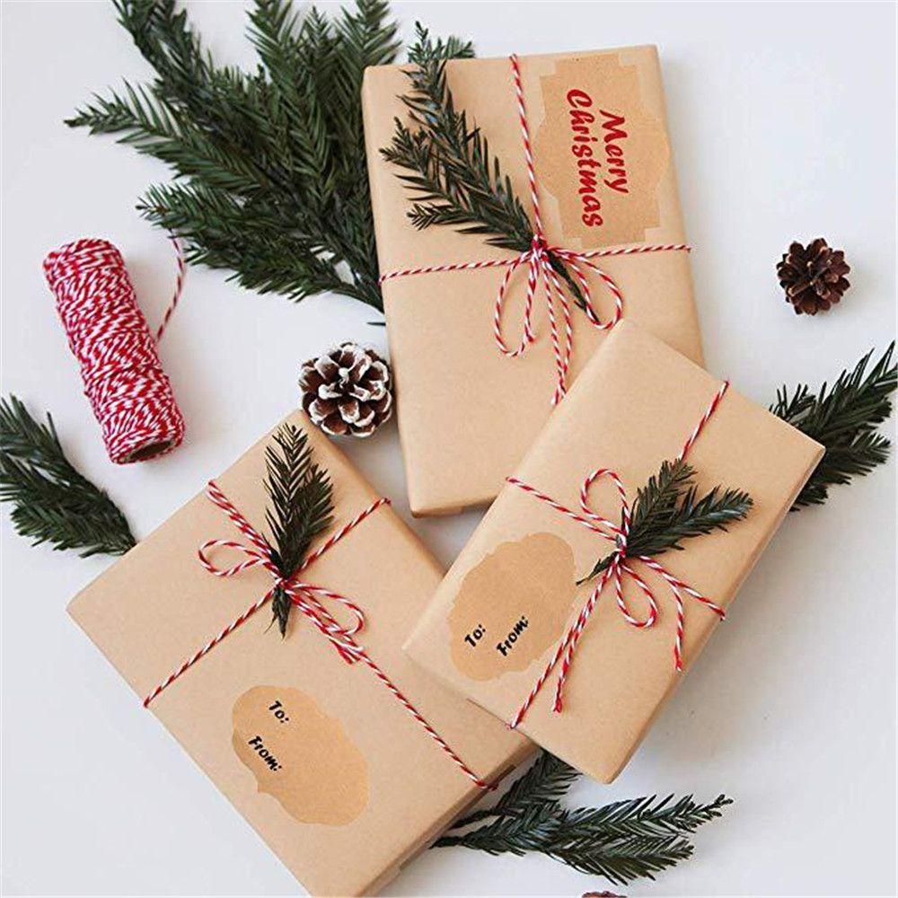 Gift Candy Tags Creative Self Adhesive Packaging Seals Kraft Paper Blank Sticky Labels Stickers