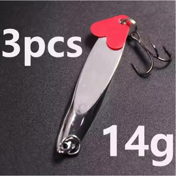 3pcs Bright Silver Wedges Bevel Cut Spoon Lure for Bass Pike Catfish Crank Bait Saltwater Fishing Metal Hard Lure 7g-28g