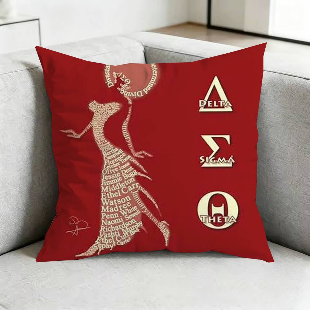 DDelta Sigma TTheta Pillow Case Square DoubleSided Sofa Cushion Cover Bedroom Bedside Pillow Gift