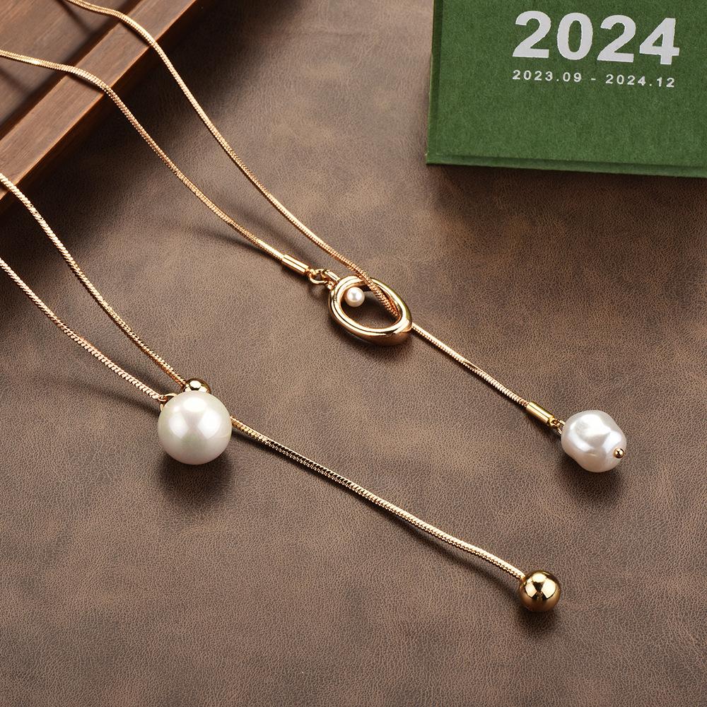 Autumn/Winter Pearl Sweater Chain: Fashionable, Adjustable, Long Necklace