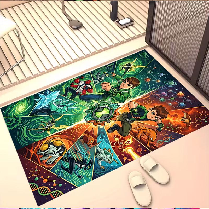 Ben 10 Cartoon Print Rug, Washable Floor Carpet, For Entryway Dorm Laundry Room Office Study, Home Decor Birthday Christmas Gift