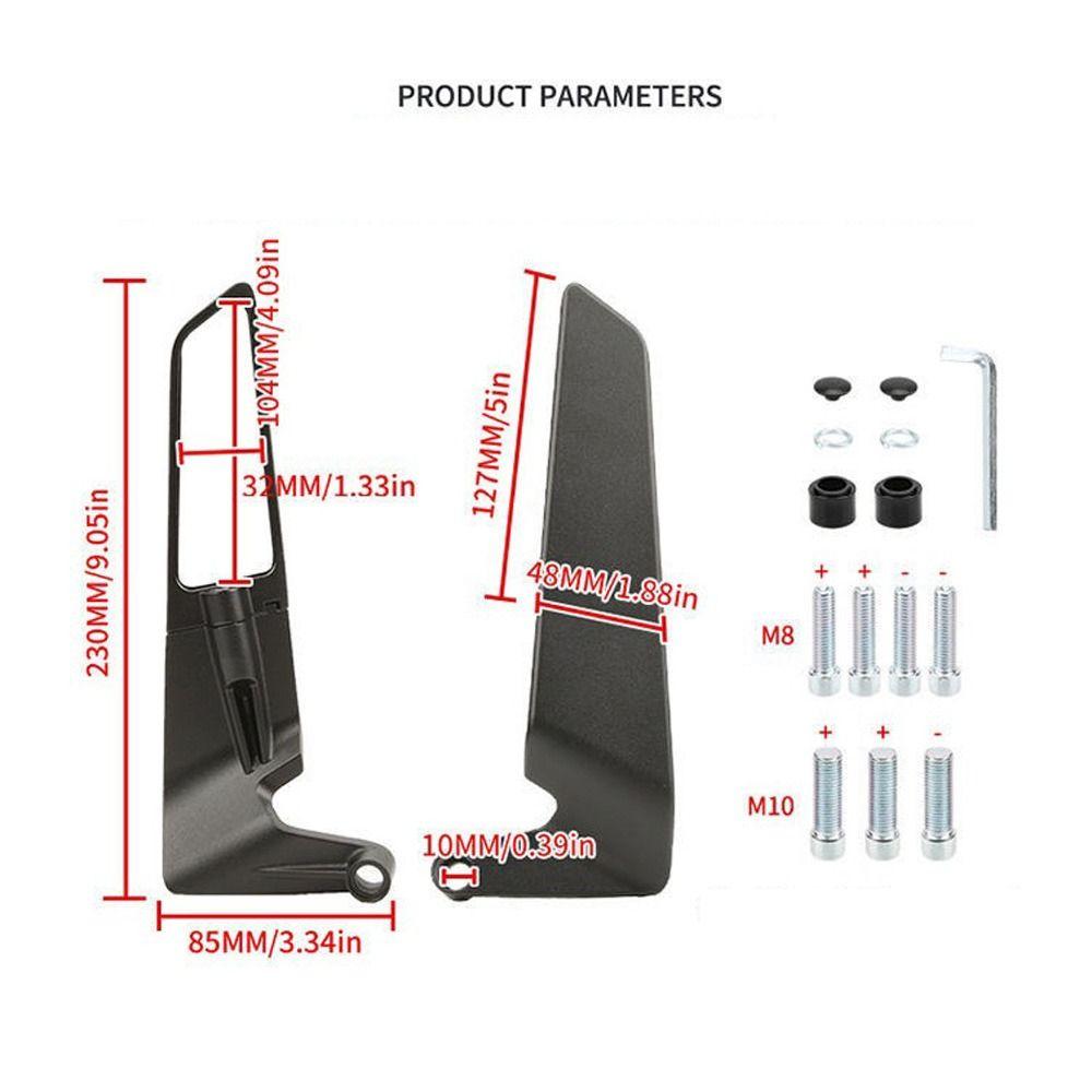 1Pair Frosted Black Stealth Mirrors Aluminum Alloy Adjustable Mirrors  For All Mosaic Lens