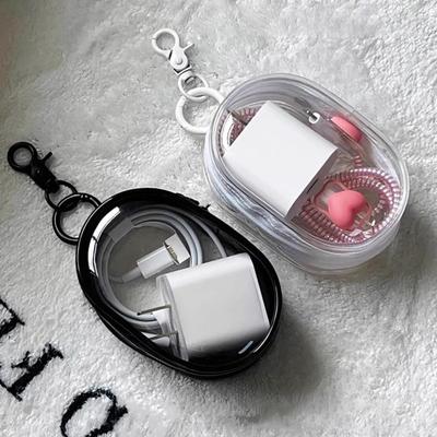 Aufbewahrungstasche für Ladekabel, staubdicht, wasserdicht, transparent, Datenleitungsadapter, Kopfhörer-Organizer, Outdoor-Reise-Aufbewahrungsbehälter mit Reißverschluss