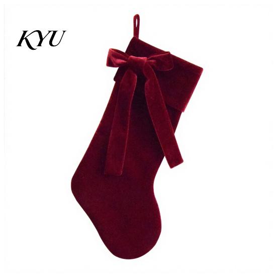 Stockings for Gifts 19 Inch Velvet Christmas Stocking with Bow, Soft Large Fireplace Hanging Decorative Gift Pouches Sock Plush Cuff Mantel,