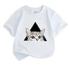 Kids Boys Girls 100% Cotton Crew Neck Short Sleeve T-Shirt, Cute Surprise Peeking Cat Geometric Black Triangle Pattern Casual Breathable Summer Tee fo
