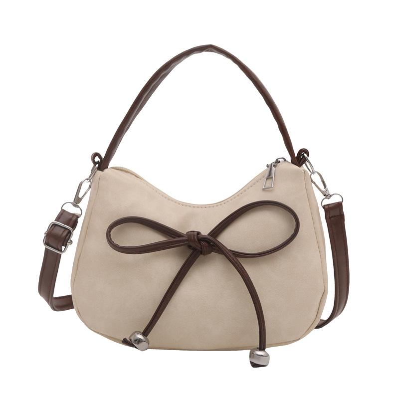 Retro bow handbag, armpit bag, women's winter new trendy messenger bag, textured shoulder bag