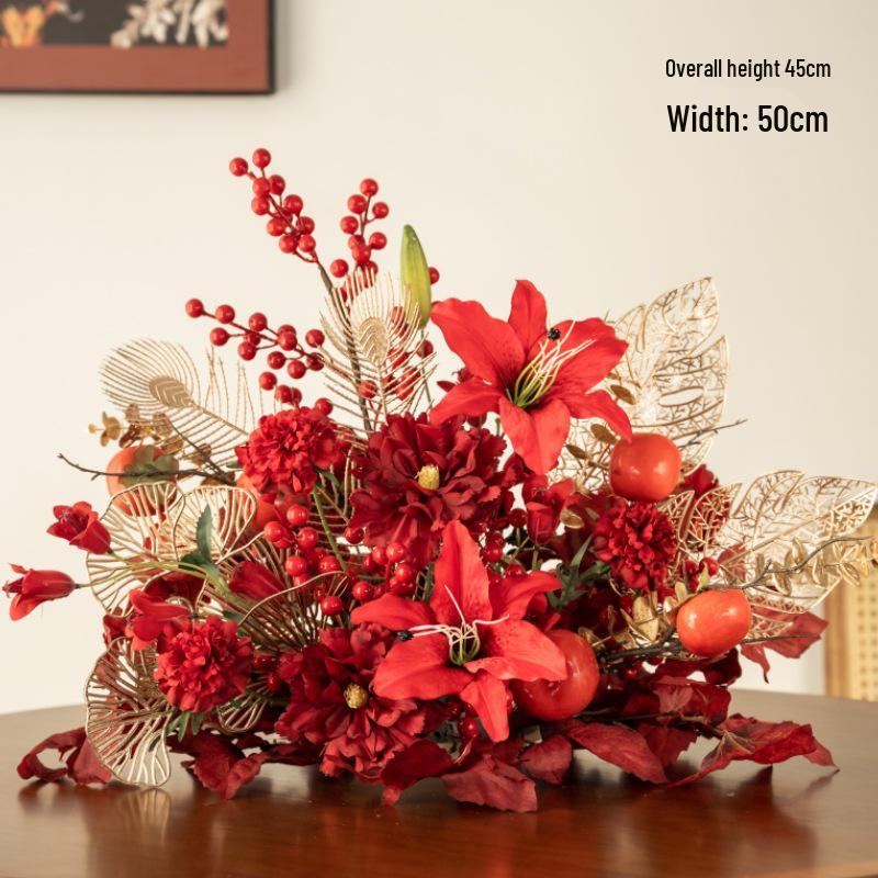 Red Wedding Banquet and Living Room Artificial Flower Decoration
