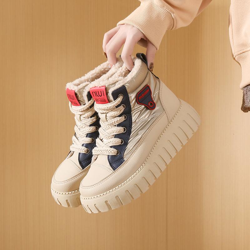 Cotton boots women's winter new high-top warm women's boots thick-soled 2025ins trendy versatile velvet women's shoes WS822