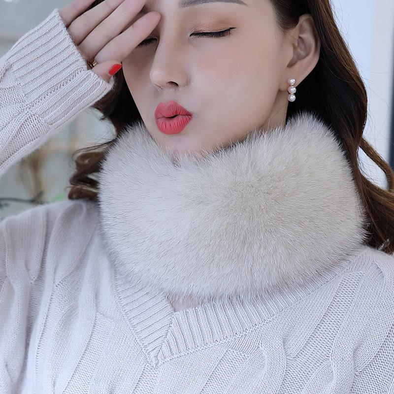 Faux Fur Snood Scarf with Magnetic Fox Fur Collar - Trendy Hanfu Down Jacket Accessory