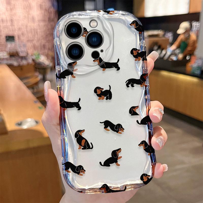 Trendy Simple Dachshund Puppy Case for iPhone 17 16 E 15 14 13 12 Mini 11 Pro Max 8 7 Plus Soft Silicone Washable Covers Funda