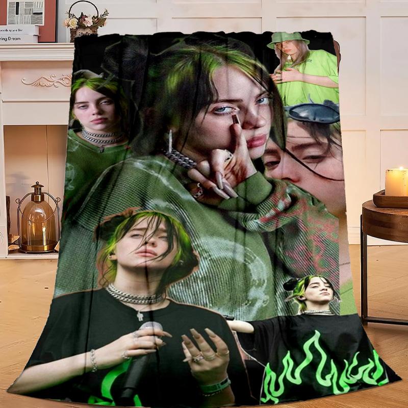 1PC Bi-llie green Artwork Flannel Blanket Gift, Suitable for Both Men And Women, Soft Ideal for Beds And Sofa, Birthday Or Christmas Gift