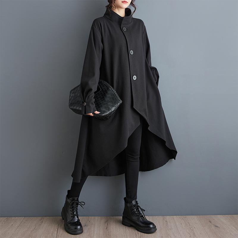 DIMANAF 2025 New Autumn Winter Plus Size Women Coats Jackets Long Sleeve Loose Casual Outerwear Vintage Black