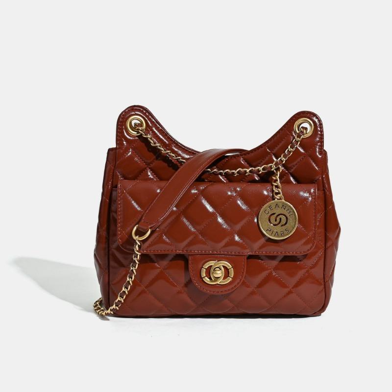 Niche leather messenger bag women's first layer cowhide rhombus chain bag shoulder women's bag