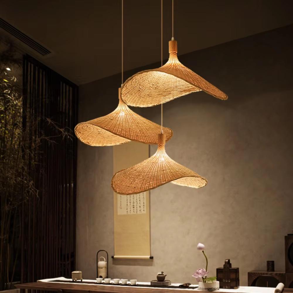 Handwoven Pendant Home Decor Bedroom Living Room Bamboo 1/3 Light Pendant Light Room Hotel Light Hanging Light Hotel Decor Light
