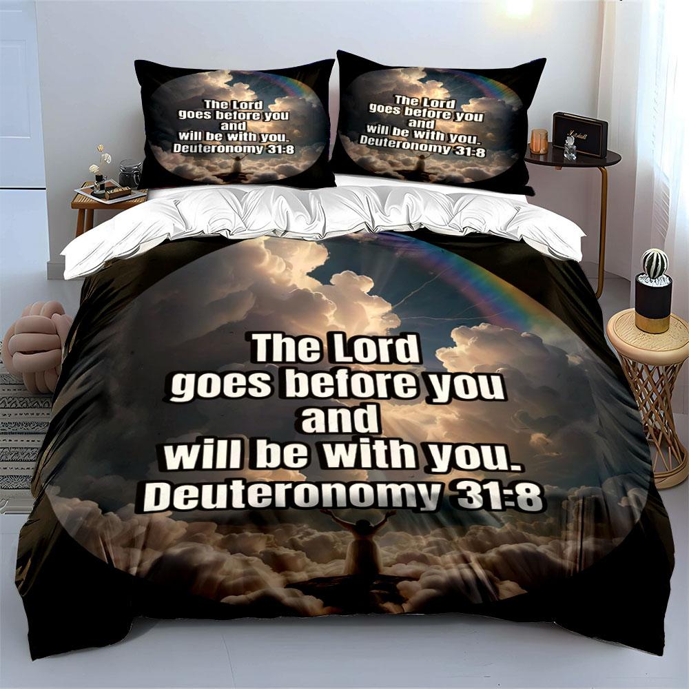Inspirational Christian Quote Decor Soft Comfortable Duvet Cover Bedding Set Included 1*Duvet Cover & 2*Pillowcases, Gift