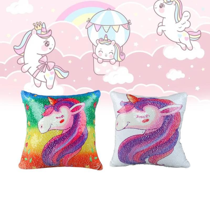 Pillow Unicorn Sequin Cases Cute Cartoon Sofa Cushions Car Decorations Party