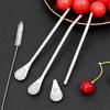 2pcs set Food Grade Stainless Steel Stainless Steel Straw Spoon Filter Straw Spoon  For Milkshake