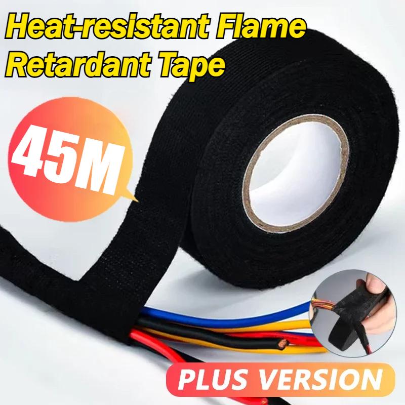 45m Wire Harness Automotive Cloth Tape Heat Resistant Waterproof Insulating Tape for Electrical Cables Black Adhesive Fabric Tape