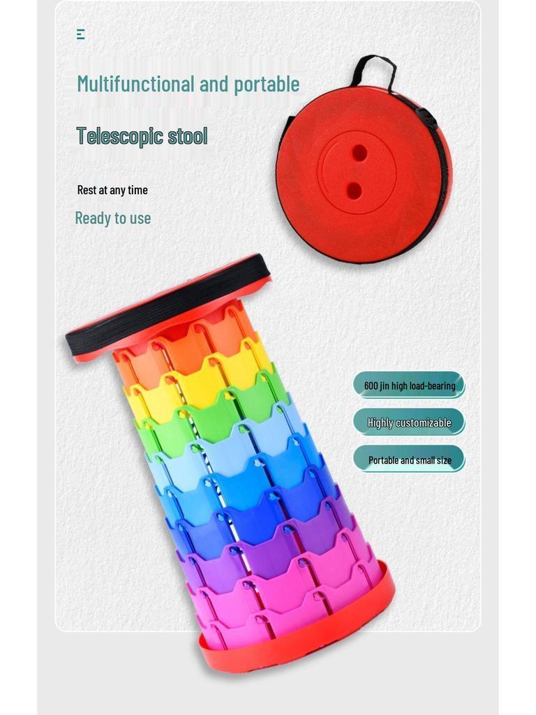 Telescopic Folding Outdoor Stool: Portable, Thickened Plastic for Travel, Fishing, Balcony, or Queue.