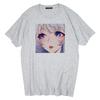 Dark Gothic Short Sleeve T-shirt Cute Cartoon Girl Streetwear Simple Casual Top Retro Loose E-Girl Summer Short Sleeve T-shirt