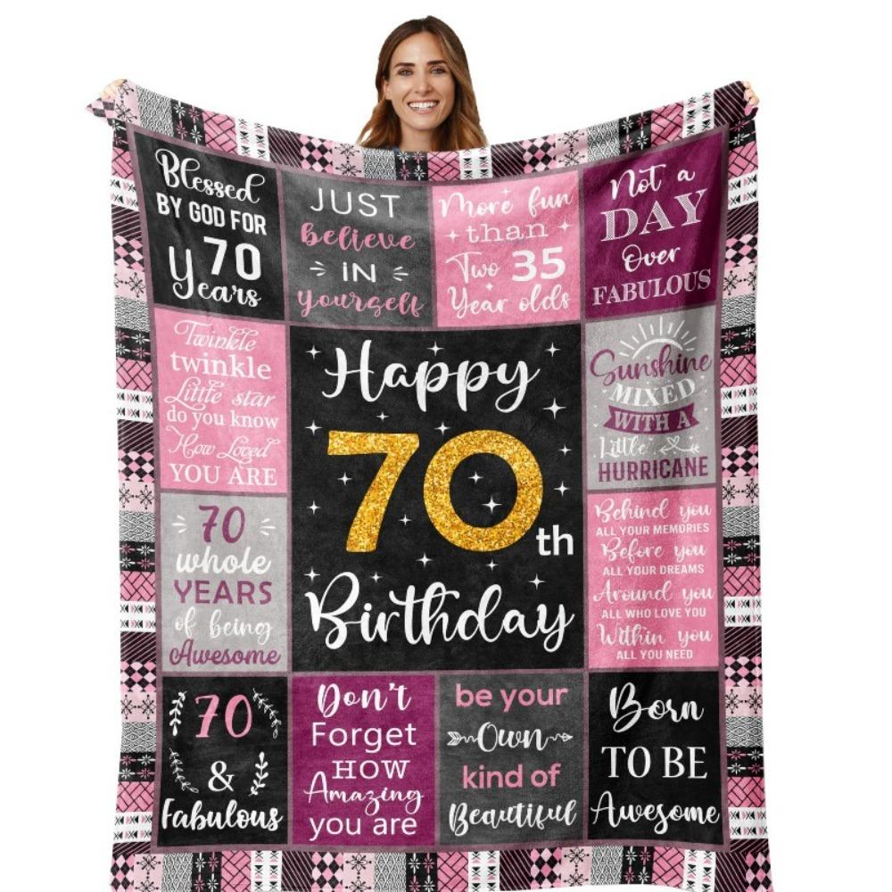 80. Geburtstag Geschenkdecke Druck Weiche und Bequeme Flanelldecke für Sofa Bett Wohnzimmer