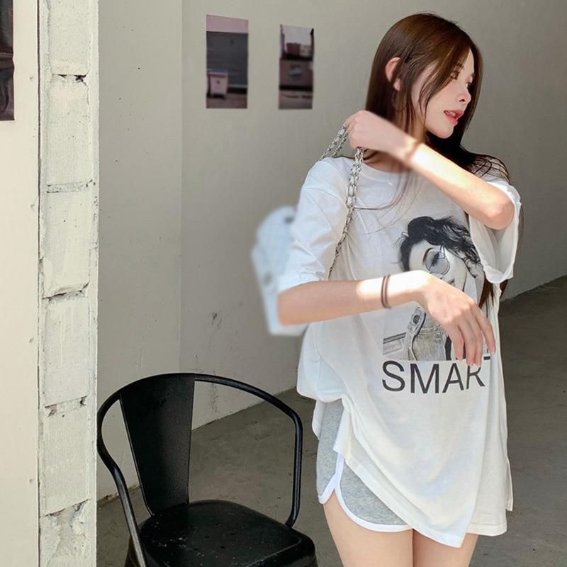 Women's  T-Shirt Letter Print Loose Casual