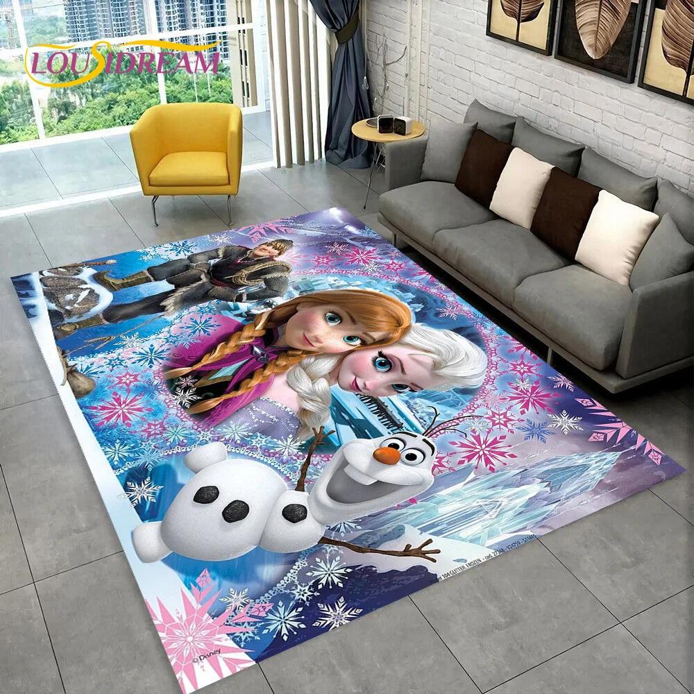 Frozen Elsa Princess Snow Queen Cartoon Carpet Rug for Home Living Room Bedroom Sofa Doormat Decor,Kid Non-slip Floor Mat