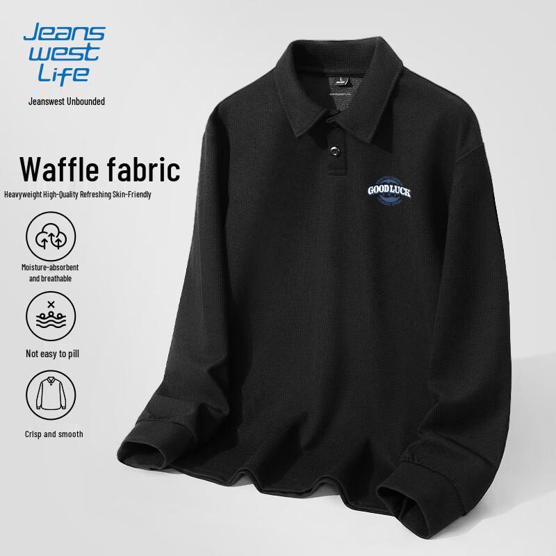 JEANSWEST LIFE Herren Waffelstrick Langarm Poloshirt