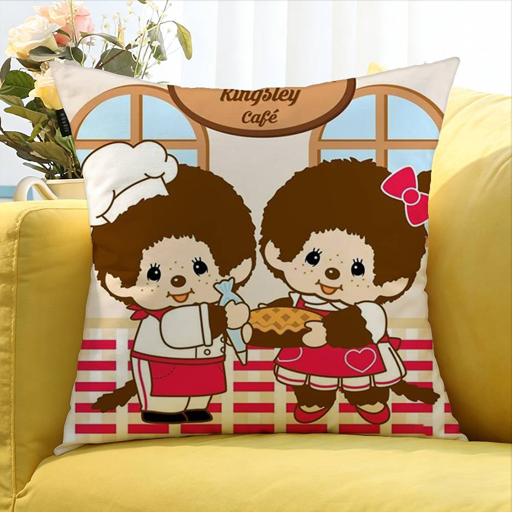 Cute M-Monchhichi Various Sizes Square Pillow Case For Car Home Bedchamber Decor