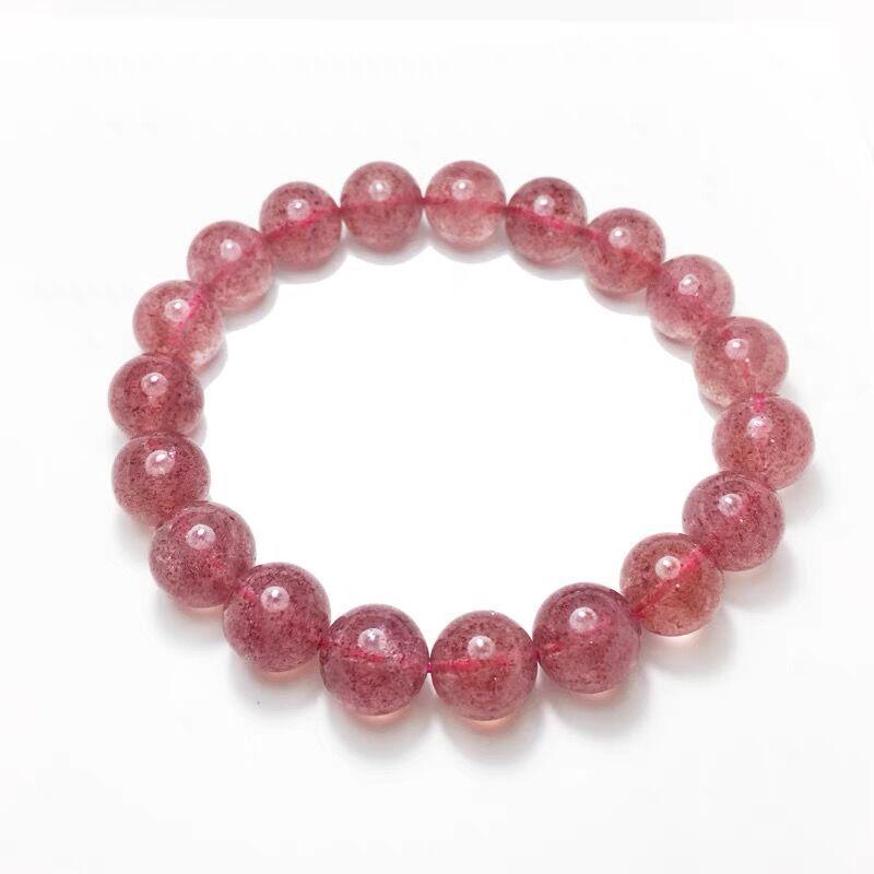 Strawberry Quartz Multi-Strand Bracelet - Pink Crystal Gift for Romance