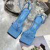 Fashion Eilyken Gladiator Sandals High Heels Women Fall Best Street Look Females Square Head Open Toe Clip-On Strappy Shoes