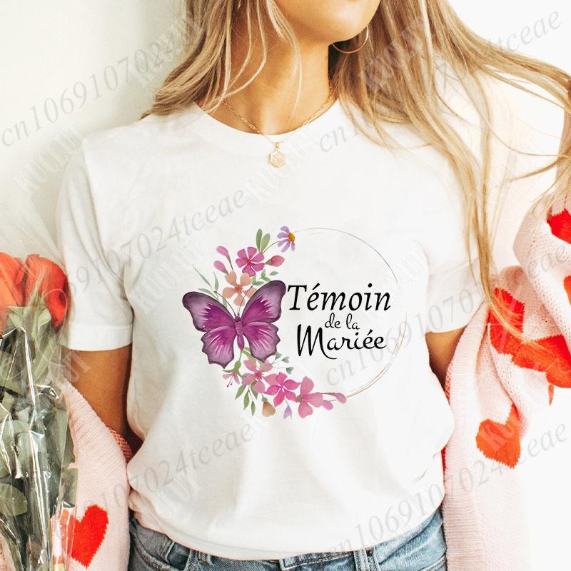 French Bridal Wedding Tops Team Bride T-shirt Women Single Bachelorette Hen Party Tees EVJF Future Bride Bridesmaid Clothing