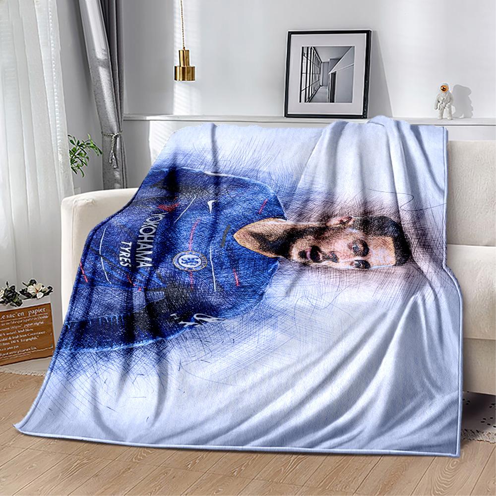 Chelsea Fc Player Portrait Blanket Comfortable Great for Bed Livingroom Seaside All-Season Use Modern Style