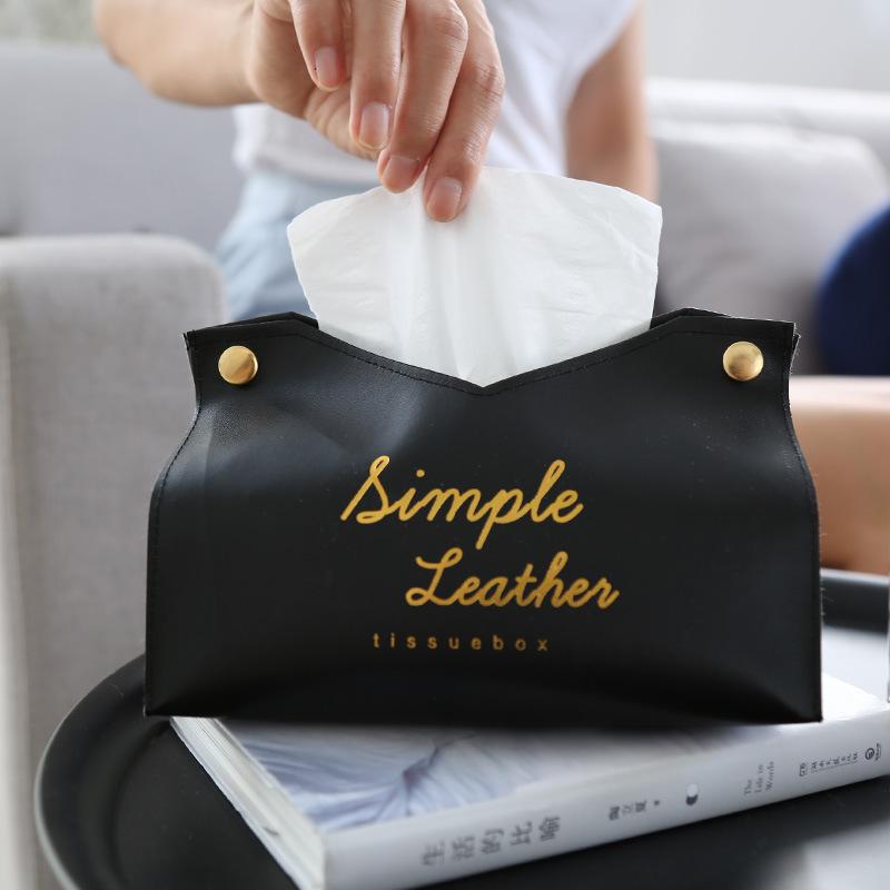 Nordic PU Leather  Tissue Box holder Car Tissue Case Living Room Pumping Paper Storage box Napkin Holder Desktop Napkin Holder