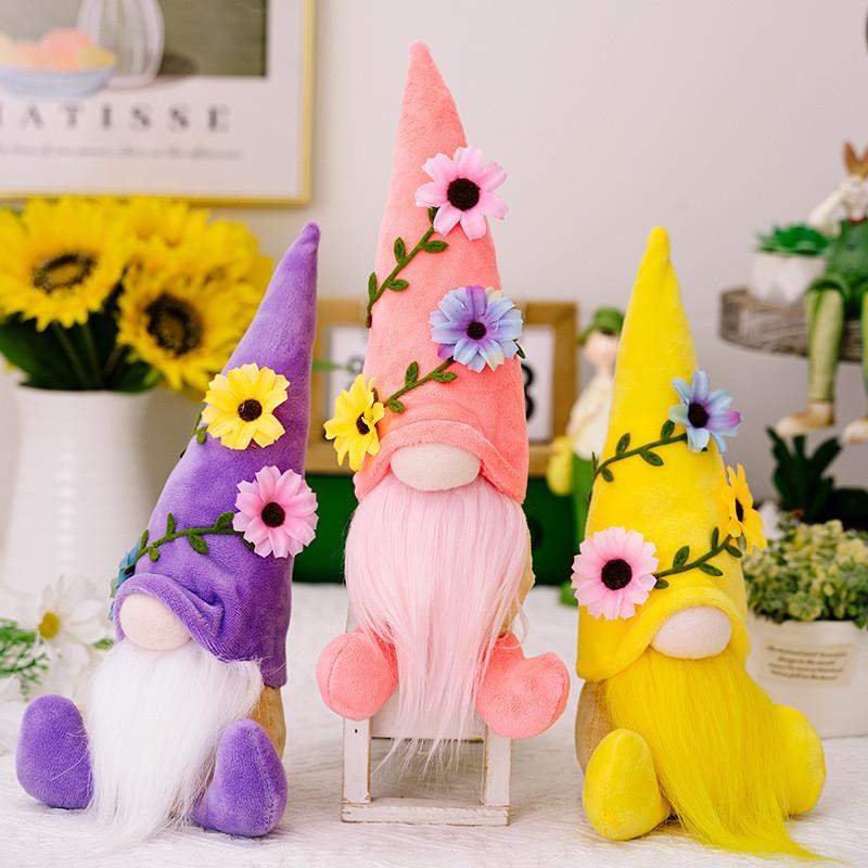 Charming New Summer Decorative Gnome Figurine With Sunflower And Face-free Design