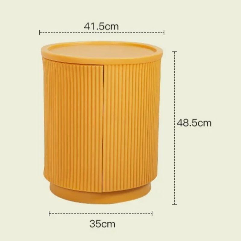 Simple Two-Tier Storage End Table Round Plastic Side Table with Drawer for Living Room Bedroom Small Circle Accent Table Ottoman