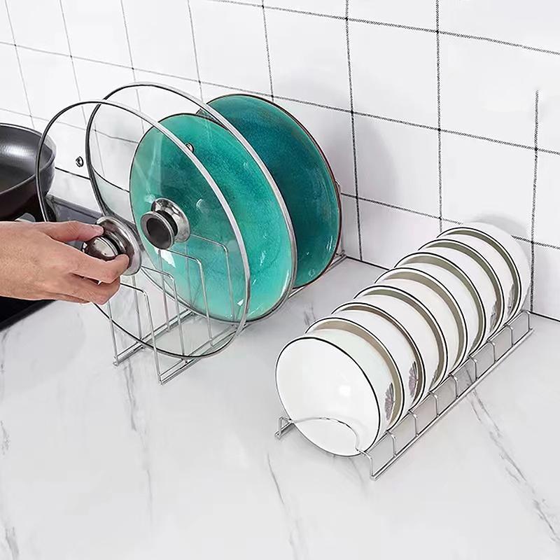 Stainless Steel Dish Draining Rack Kitchen Pot Lid Plates Storage Racks Multipurpose Shelf Bowl Drying Holder Kitchen Organizer