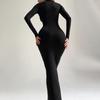 2025 Early Autumn Fashion: Women's Slimming Backless Lace-Up U-Neck Long-Sleeve Dress