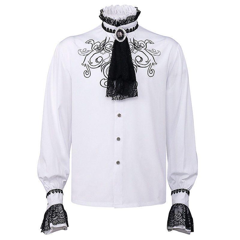 2023 New European and American Spring and Autumn Men's Renaissance Clothing Shirt Medieval Steampunk Gentleman's Top Layered Wear
