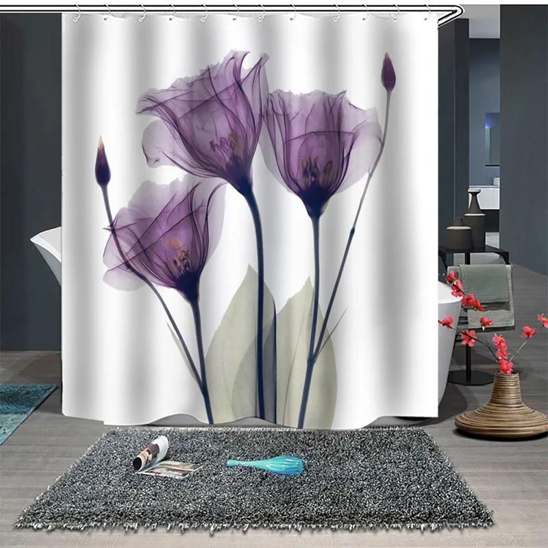 Neues Produkt Blumen Serie High-End Duschvorhang Bunter Druck Polyester Wasserdichter Duschvorhang Duschvorhang Badezimmer