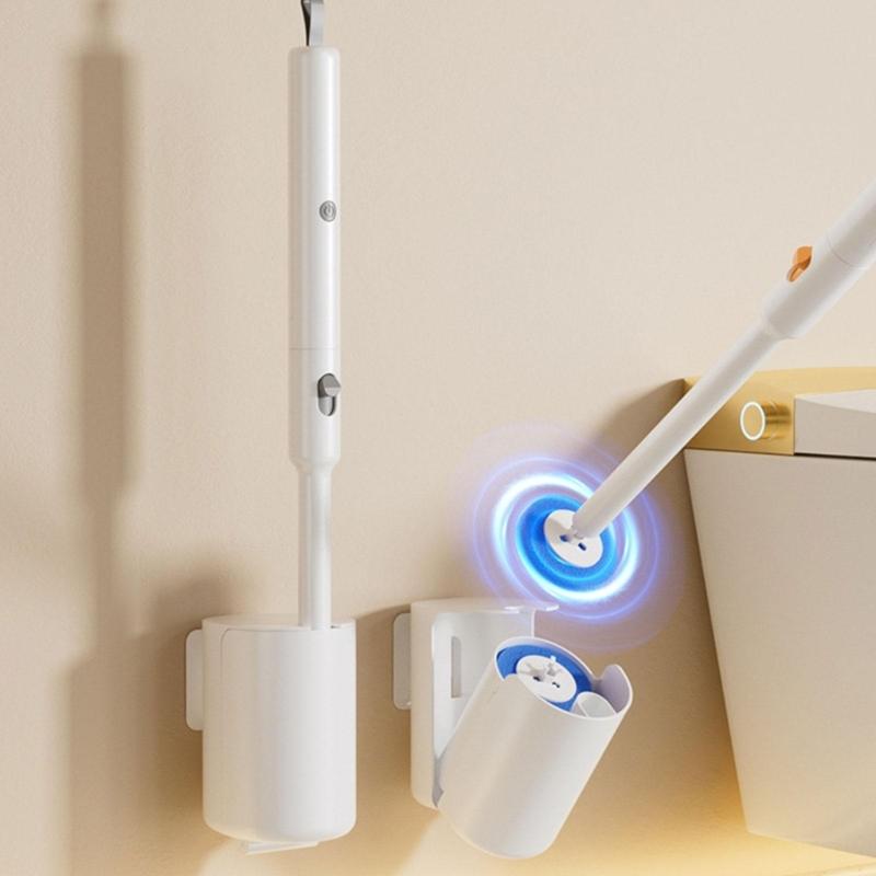 Automatic Spin Toilet Scrubber Motorized Toilet Brush Wall Mounted Design Replaceable Brush Head for Deep Cleaning