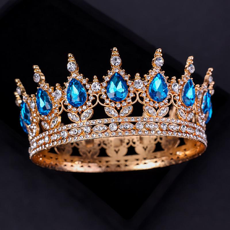 The Bride's Luxurious and Dazzling Tiara A Full Round Design  Princess Style Wedding Dress  Headwear  Flower Cake Decoration and Ornaments