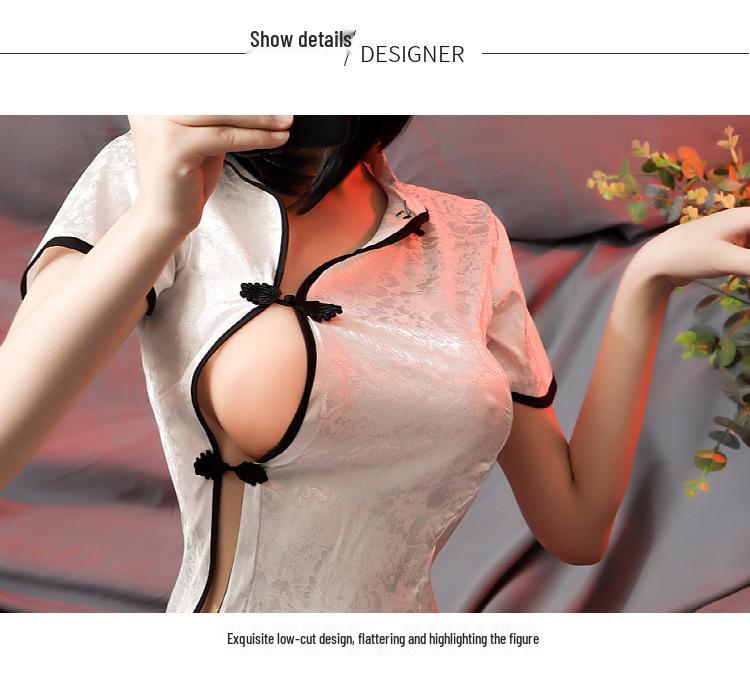 Cheongsam Style Women's High Slit Lingerie Temptation Set